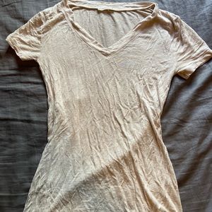 Tan fitted v neck